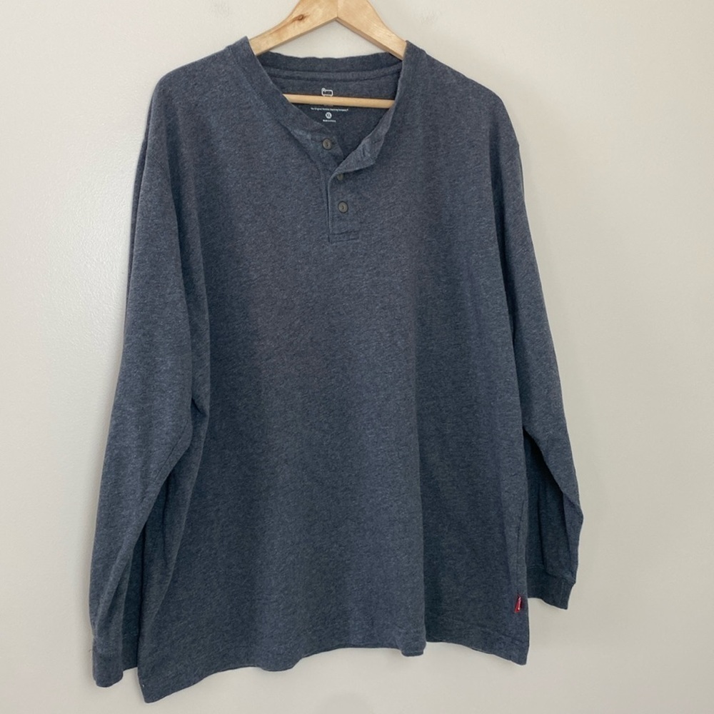 Woolrich Men’s Long Sleeve Henley‎ 100% Cotton Dark Grey Heather Size XL